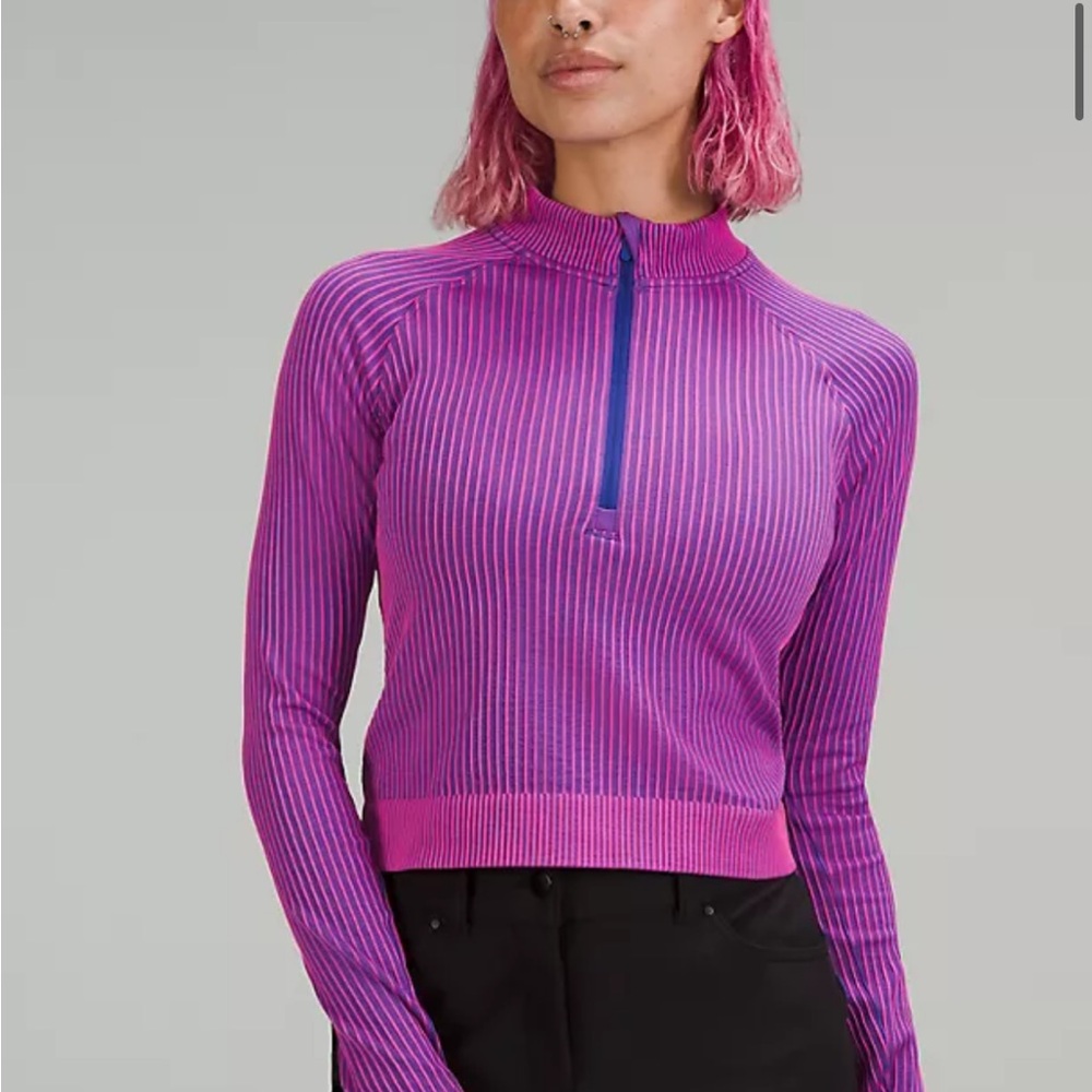 Lululemon rest less cropped half zip size 8